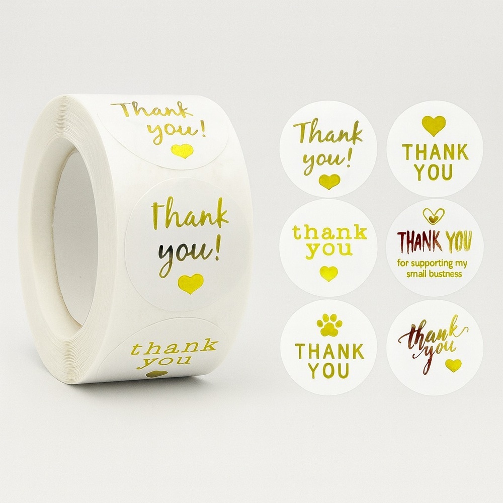 thank you stickers (variety pack) 1in round | shipping supplies​​​ Gold sticker